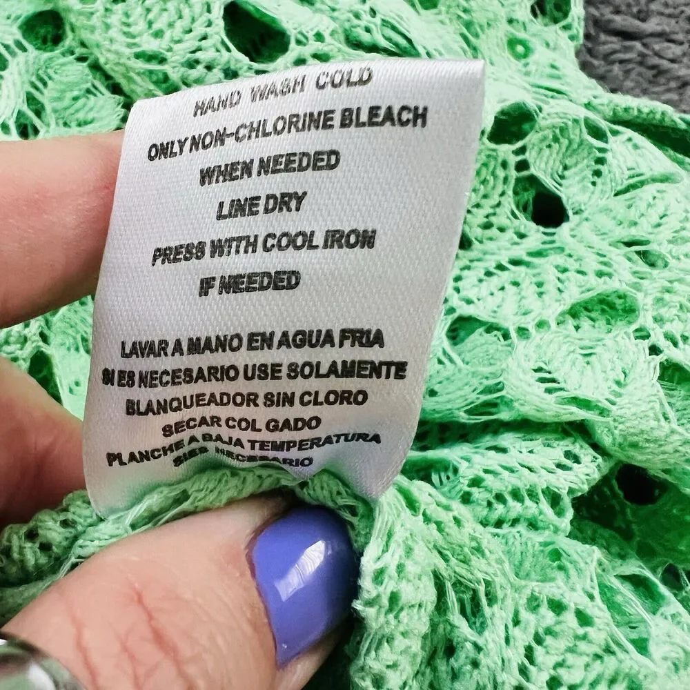 Leshop Sherbet Green Open Knit Short Sleeve Crochet Lace Cardigan Swim Cover - Picture 7 of 9